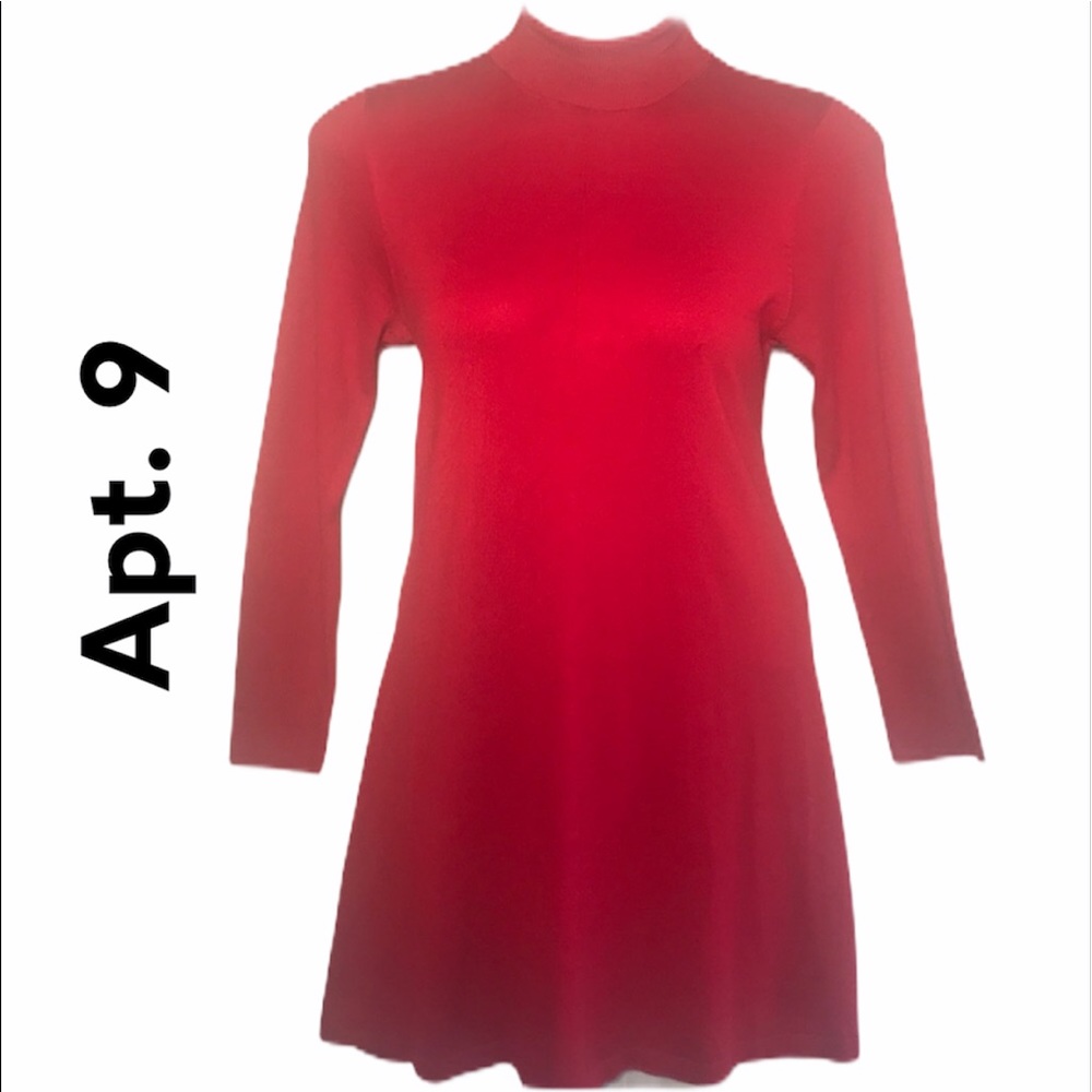 Red Knit Dress Size Large NWT Turtleneck APT. 9